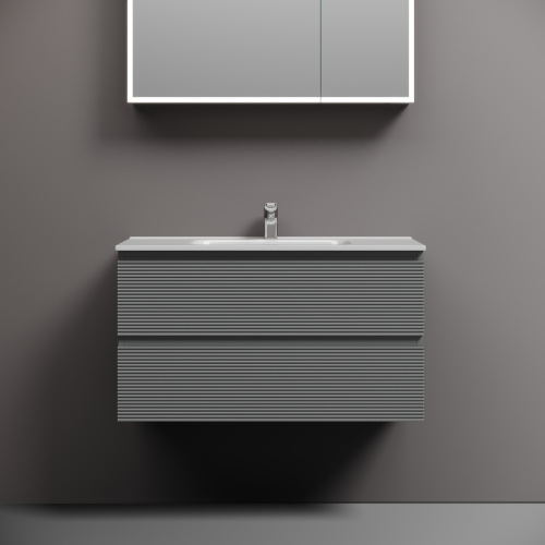 Тумба под раковину Sancos FOLK FL90ES 90х40 подвесная цвет серый - фото 3